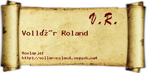 Vollár Roland névjegykártya